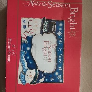 Christmas Frame Snowman Metal Photo 4" x 6"